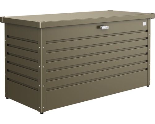 Auflagenbox Biohort FreizeitBox 130, 134 x 62 x 71 cm, bronze-metallic Aufbewahrungsbox für den Außenbereich mit horizontaler Streifenstruktur