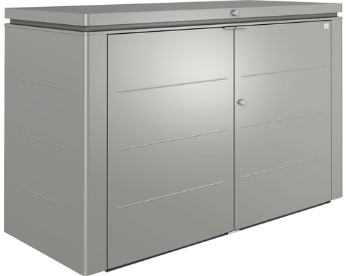 HighBoard Biohort Gr. 200, 200 x 84 x 127 cm, quarzgrau-metallic Metall Gartenbox mit zwei Türen und horizontalem Liniendesign