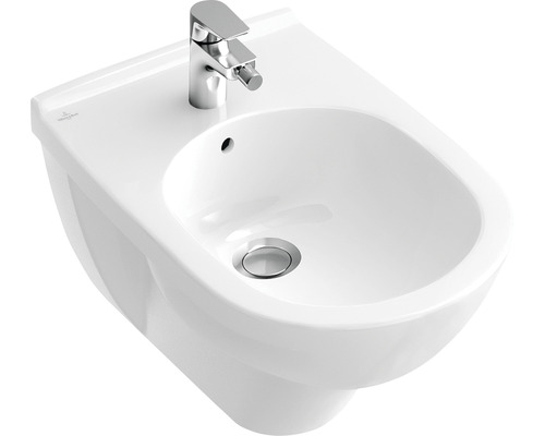 Villeroy & Boch Wandbidet O.novo 546000R1 weiß mit Beschichtung Wandbidet mit Armatur und Ablaufgarnitur