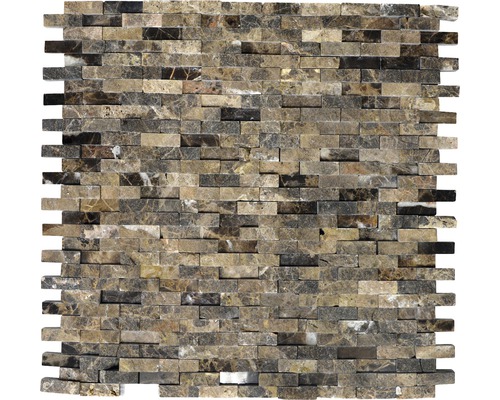 Natursteinmosaik XNC 3D76 Marmor braun 30,5x30,5 cm Mosaikfliese aus Naturstein