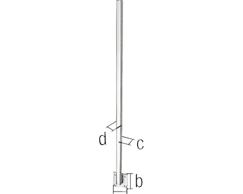 Metallpfosten zur Befestigung, mit Angaben zu den Abmessungen