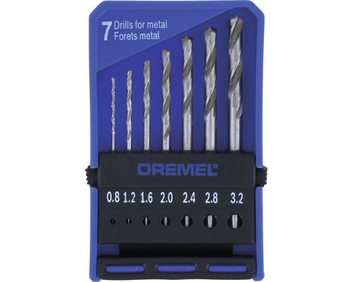 Dremel Präzisions-Bohrersatz Ø 0,8 / 1,2 / 1,6 / 2,0 / 2,4 / 2,8 / 3,2 mm (628) Dremel Metallbohrer Set, sieben Stück, von 0.8 Millimeter bis 3.2 Millimeter