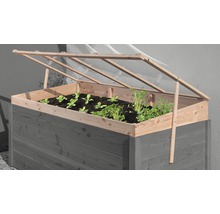 Hochbeet mit Frühbeetaufsatz aus Holz und transparentem Kunststoff