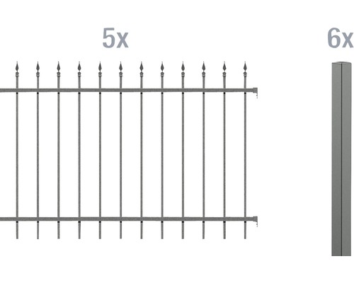 Zaun-Grundset ALBERTS Chaussee zum Einbetonieren 10 x 1,20 m anthrazit