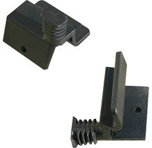 Zwei schwarze Rollladenstopper zur Rollladensicherung