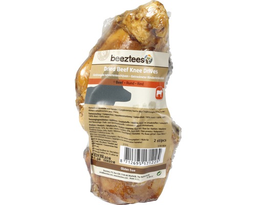 Hundesnack beeztees Rinderknie getrocknet 2 Stück Kauartikel Beeztees getrocknete Rinderkniescheiben für Hunde, zwei Stück