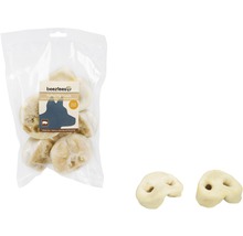 Beetztees Schweinenasen, gepufft, in einer Verpackung und zwei einzelne Schweinenasen