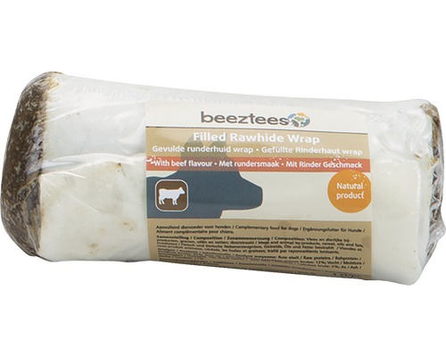 Hundesnack beeztees Kauknochen Wrap Rind 8-12 cm Kauartikel Beeztees gefüllte Rinderhautrolle mit Rindfleischgeschmack, verpackt.