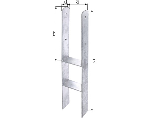 Pfostenträger zum Einbetonieren mit Maßangaben