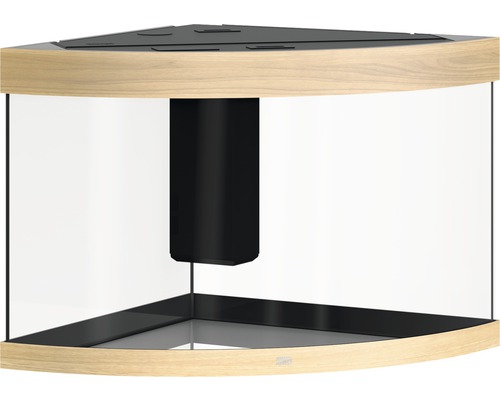 Eckaquarium mit Holzrahmen und Innenfilter