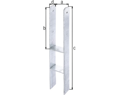 Pfostenträger mit Maßangaben für den Zaunbau