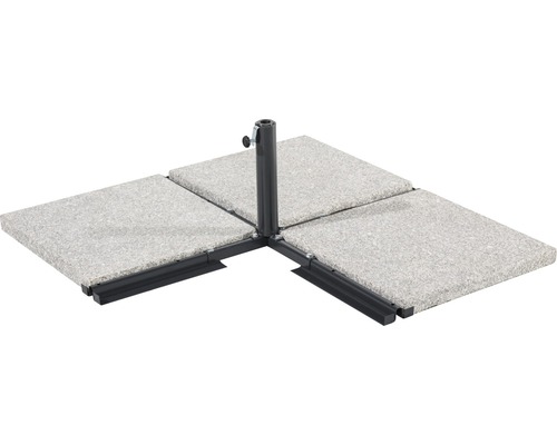 Quadratischer Sonnenschirmständer aus Granit mit Stahlrohr