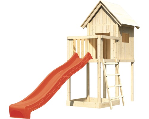 Spielhaus mit Rutsche und Leiter aus Holz für den Garten