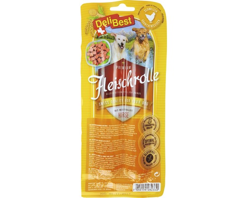 Delibest Sensi Pet Fleischrolle Hähnchen und Hirse, 2 x 400 g DeliBest Fleischrolle für Hunde mit Hirse