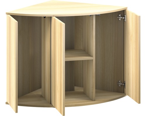 Eckschrank mit offenen Türen und Innenregalen