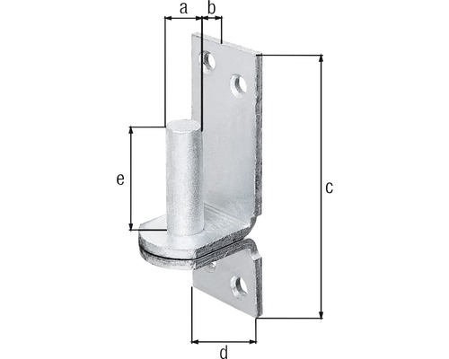 Metallwinkel mit Stift und Maßangaben