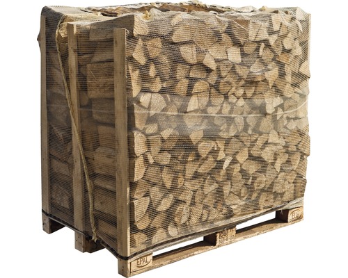 Ein Raum Meter Brennholz in einem Käfig Behälter, Stückholz, Restholz  Stock-Foto