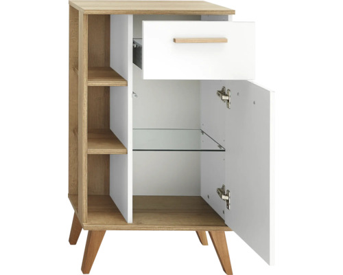Nachttisch mit Schublade, Tür und Regalen