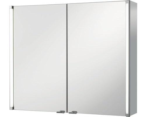 form&style Spiegelschrank 81 x 16,5 x 67 cm grau 2-türig LED IP 20 Spiegelschrank mit zwei Türen und seitlicher Beleuchtung