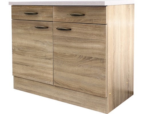 Flex Well Unterschrank mit Schublade und Drehtür Oslo BxTxH 100 x 50 x 85 cm sonoma eiche matt zerlegt Anschlag links rechts 00010513