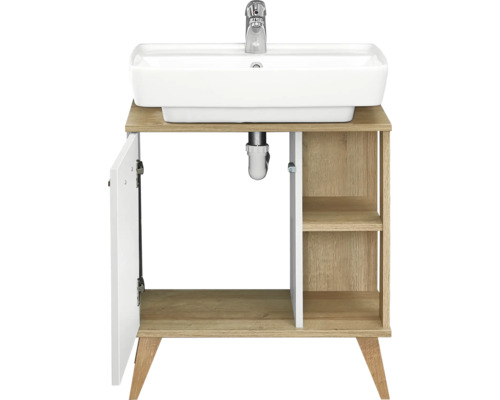 Waschtischunterschrank mit offenem Fach und Waschbecken