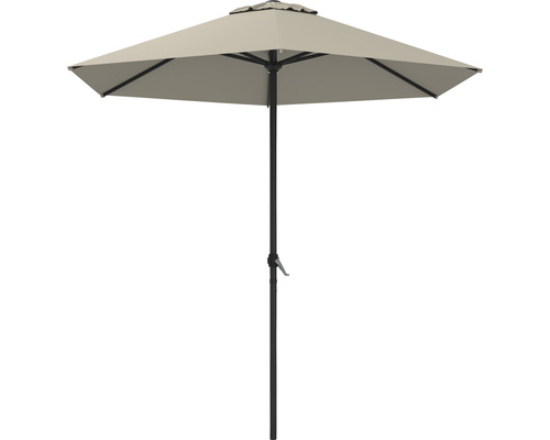 Marktschirm SOLUNA Nancy Ø 250 cm ecru mit UV-Schutz 80, wasserabweisende Polyesterbespannung, leichte Aufspannung per Kurbel Rechteckiger Sonnenschirm mit Mast
