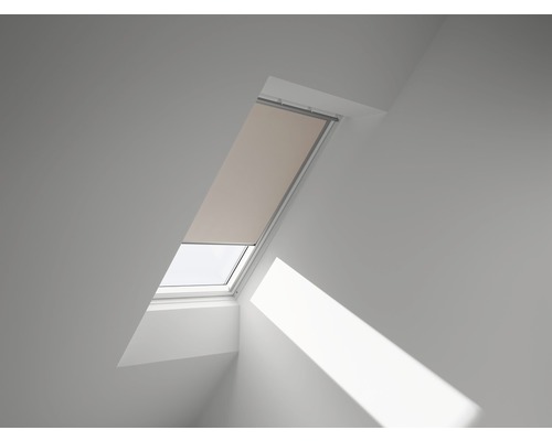 VELUX Verdunkelungsrollo uni sandbeige elektrisch Rahmen aluminium DML SK06 4556S