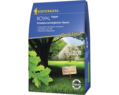 Rasensamen Kiepenkerl Schattenverträglicher Rasen 4 kg 200 m² Kiepenkerl Royal Majestic Schattenrasen Saatgutpackung für 200 Quadratmeter