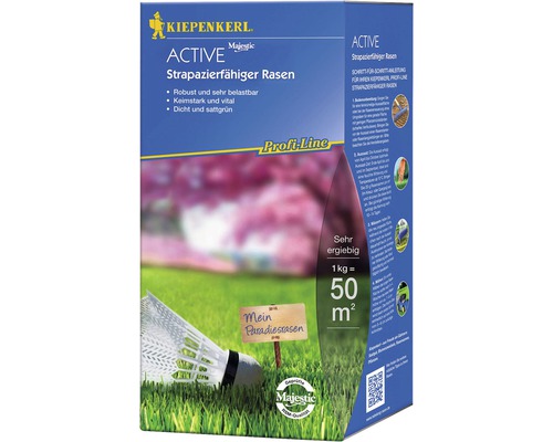 Rasensamen Kiepenkerl P.L. Active Strapazierfähiger Rasen 1 kg 50 m² Kiepenkerl Active strapazierfähiger Rasen, geeignet für stark beanspruchte Flächen