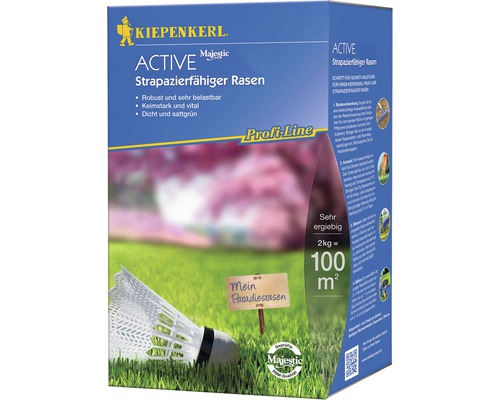 Rasensamen Kiepenkerl P.L. Active Strapazierfähiger Rasen 2 kg 100 m² Verpackung Kiepenkerl Active Strapazierfähiger Rasen