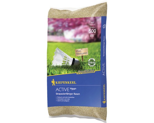 Rasensamen Kiepenkerl Strapazierfähiger Rasen 10 kg 500 m² Kiepenkerl Active Majestic Strapazierfähiger Rasen, 10 Kilogramm Packung