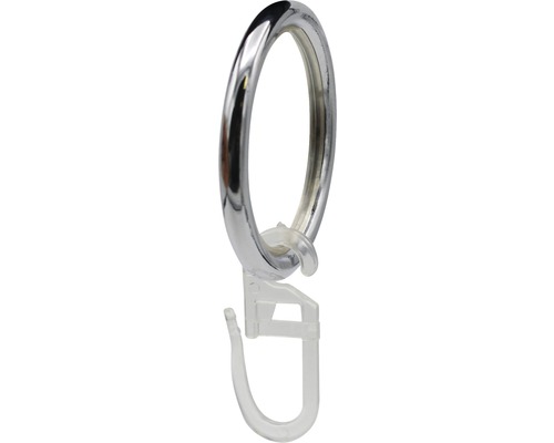Gardinenring rund mit Haken und Gleiteinlage für Rivoli chrom Ø 20 mm 10 Stk. Gardinenring aus Metall mit Kunststoffgleiter