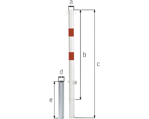 Abmessungen eines Absperrpfostens mit Bodenhülse