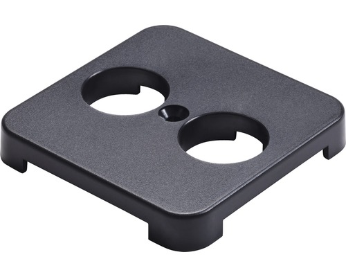 Schwarze quadratische Platte mit zwei runden Aussparungen