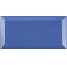 Metro-Fliese mit Facette blau Azul glänzend 10 x 20 cm-thumb-0