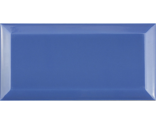 Metro-Fliese mit Facette blau Azul glänzend 10 x 20 cm-0