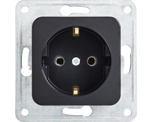 ROTH LANGE 57427 Steckdose Basic schwarzgrau Schuko Steckdose mit Metallrahmen
