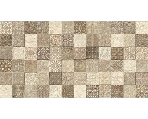 Feinsteinzeug Wandfliese Sahara Beige 32 x 62,5 cm Fliesenwand mit verschiedenen Mustern
