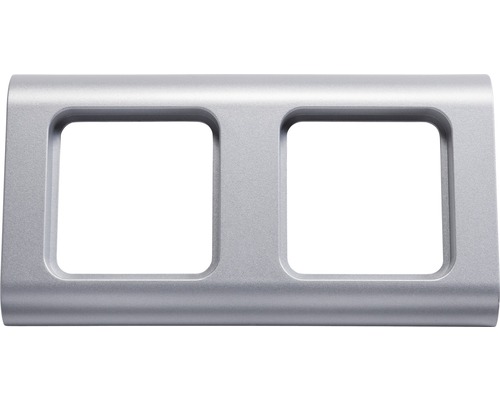 ROTH LANGE 57498 Abdeckrahmen 2-fach Basic silber Doppelter Rahmen für Schalter und Steckdosen
