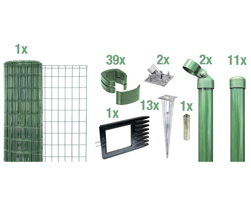 Zaunkomplett-Set ALBERTS Fix-Clip Pro® für Einschlaghülse 25 m x 102 cm grün-0