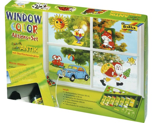 Fensterfarbe Aktionsset mit Fensterbildern und Farben