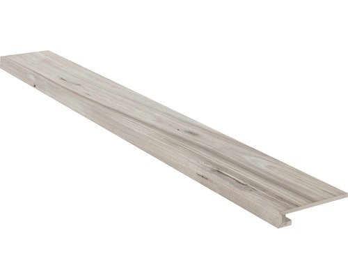 Feinsteinzeug Stufenfliese Axe fumo out R11 18,5 x 118 cm Sockelleiste aus Holz