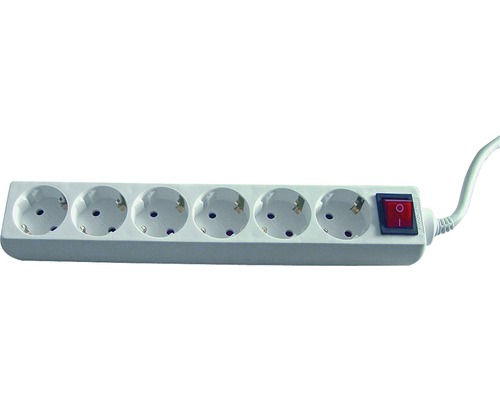 Steckdosenleiste 6-fach mit Schalter 3G1,5 weiß 1,4 m