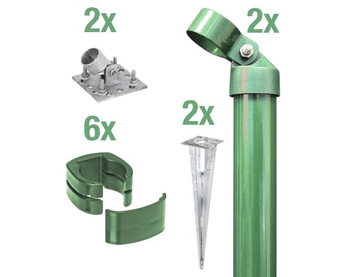 Eckpfosten ALBERTS Fix-Clip Pro® Set für Maschendrahthöhe 122 cm zum Aufschrauben grün-0