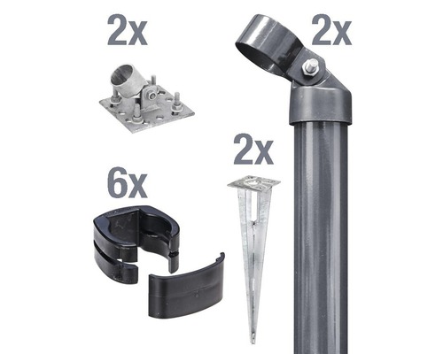 Eckpfosten ALBERTS Fix-Clip Pro® Set für Maschendrahthöhe 102 cm zum Aufschrauben anthrazit