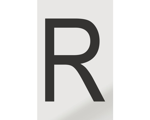 Aufkleber Buchstabe "R", Alu schwarz bedruckt 60x100 mm