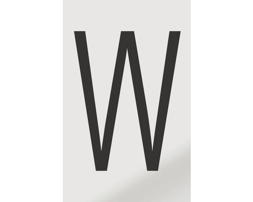 Aufkleber Buchstabe "W", Alu schwarz bedruckt 60x100 mm