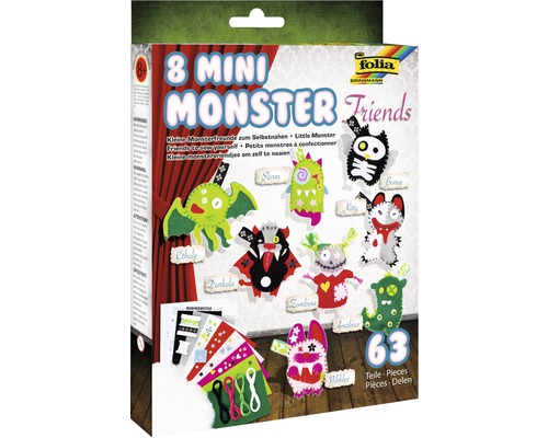 Verpackung eines Nähsets für acht Mini-Monster von Folia Bringmann