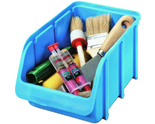 Blaue Aufbewahrungsbox gefüllt mit Werkzeugen