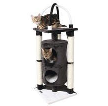 Katzenkratzbaum mit mehreren Ebenen und Katzen